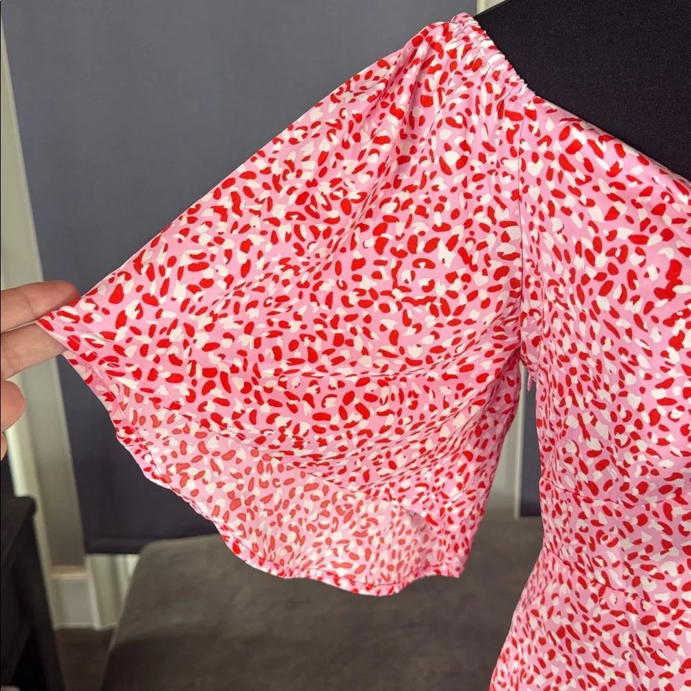 Women’s Short Pink Summer Dress Flutter Sleeve Tie Detail Side Zip Size M NWT Size M - Image 3