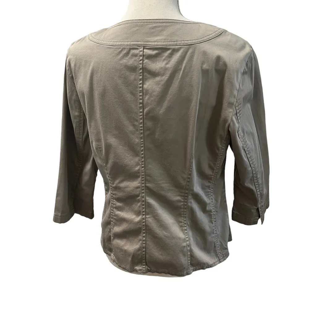 J. Jill Button Up Scoop Neck Taupe Jacket Sz 10P - Image 4