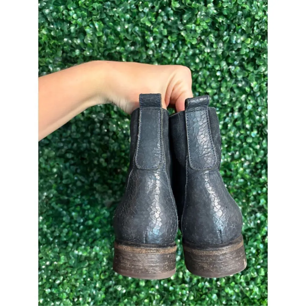 Free People Farylrobin Robby Boot Blue Crackle Leather Suede Mix  - Sz 8 RARE - Image 6