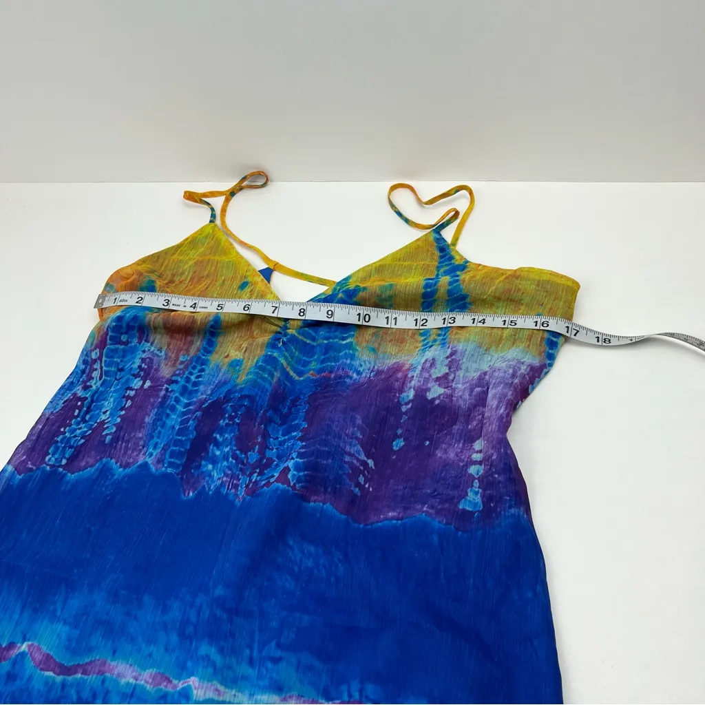 Betsey Johnson Womens Size 12 Rainbow Water‎ Spaghetti Strap Midi Dress Blue NEW - Image 13