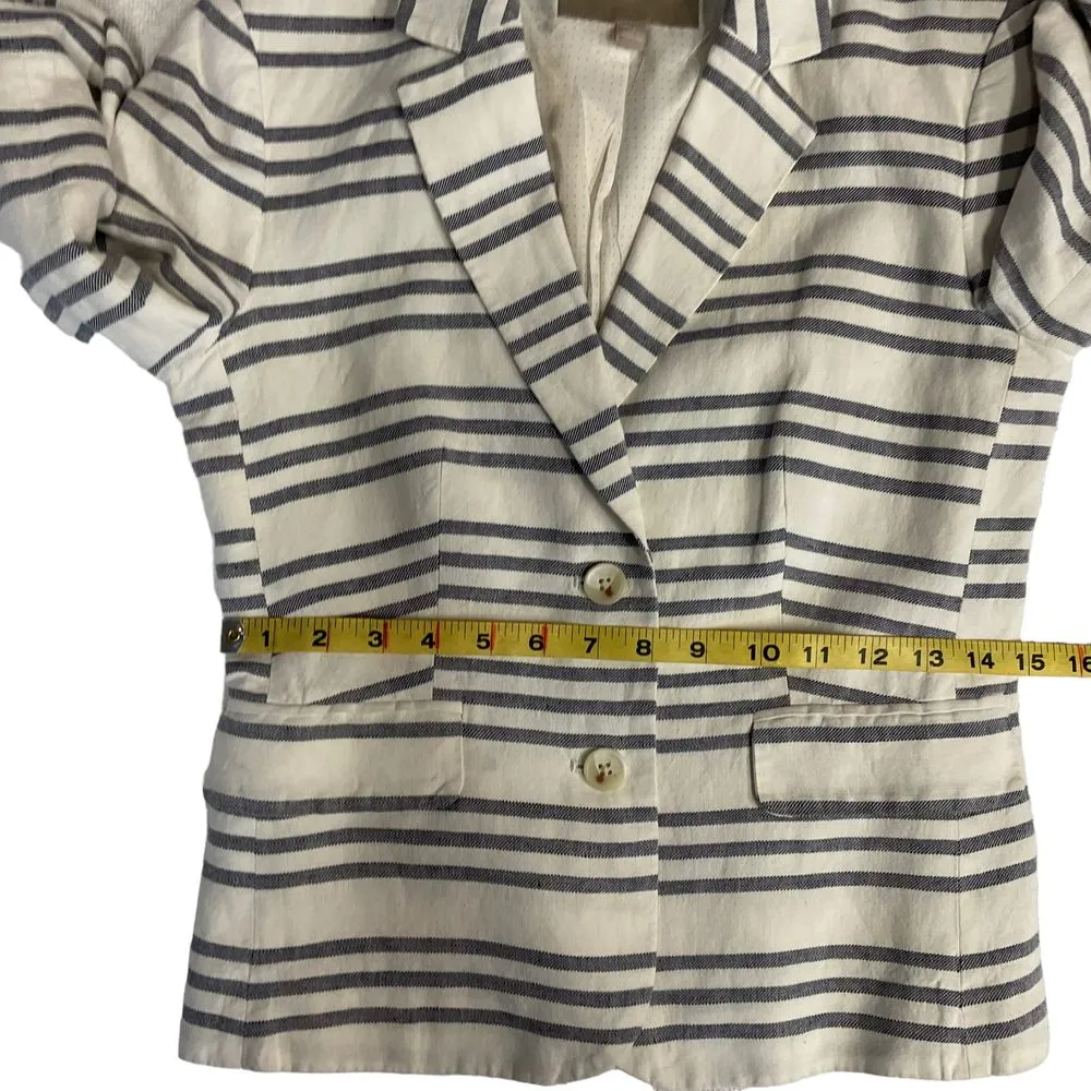 Banana Republic Striped Linen‎ Cotton Blend Blazer Jacket Size Petite 2P - Image 7