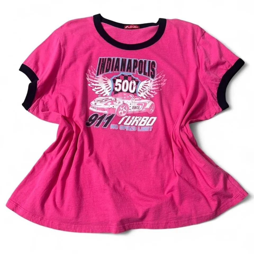 Vintage Glitter Indianapolis 500‎ Tee Pink Size 3X - Image 3