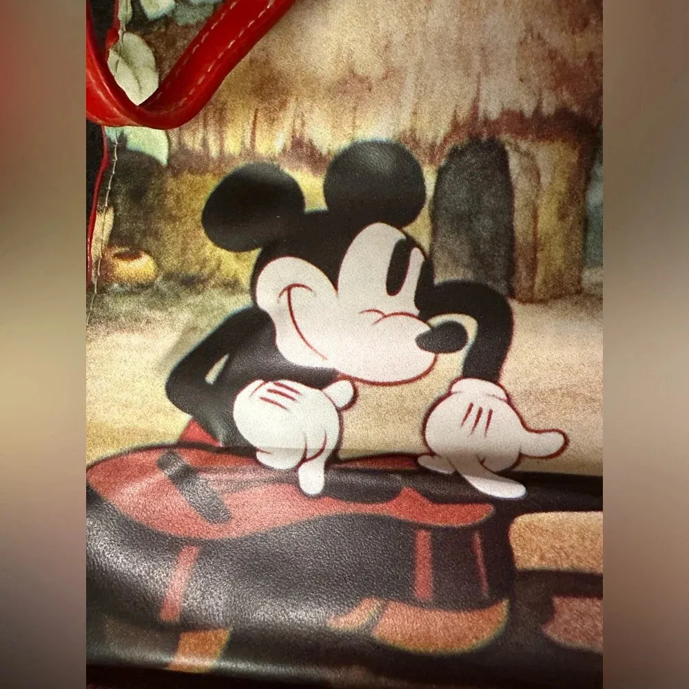 Vintage Disney Mickey & Minnie Aloha Small Red Tote Bag - Image 7