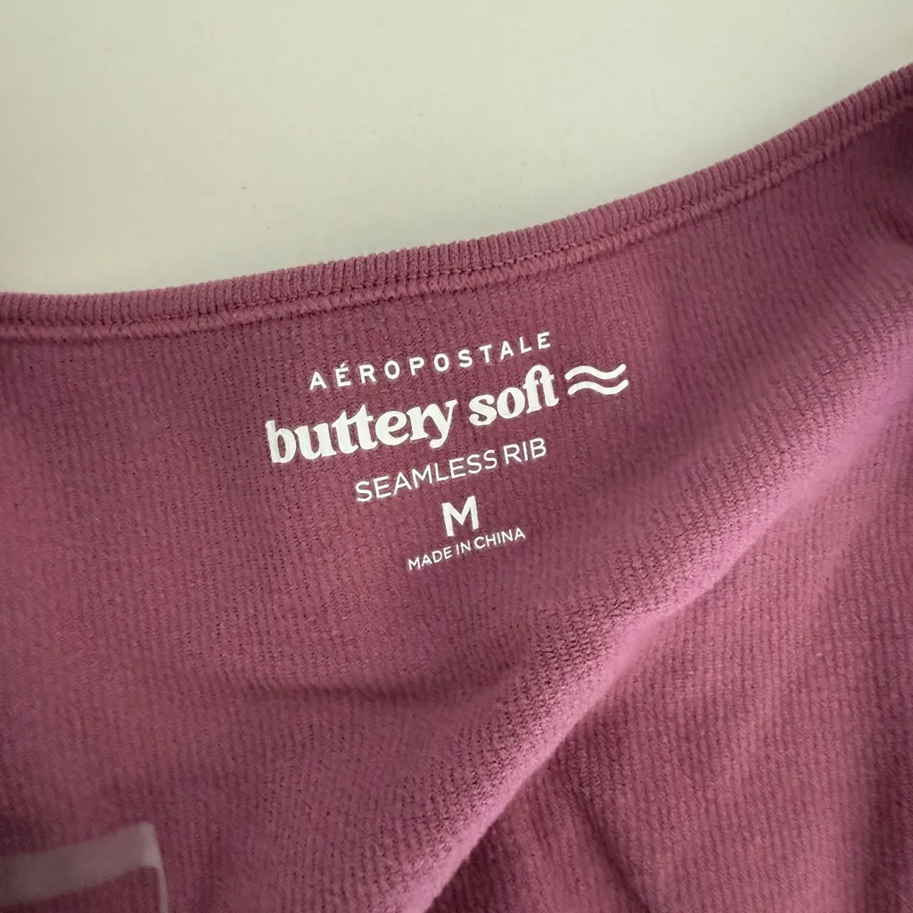 Aeropostale Women's Pink/ Purple Top Buttery Soft Seamless - Image 2