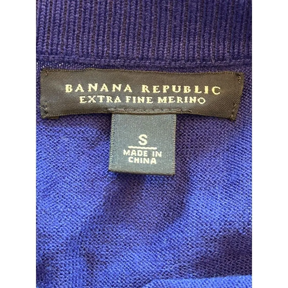 Banana Republic Extra Fine Merino Rich Blue Top Size Small - Image 7