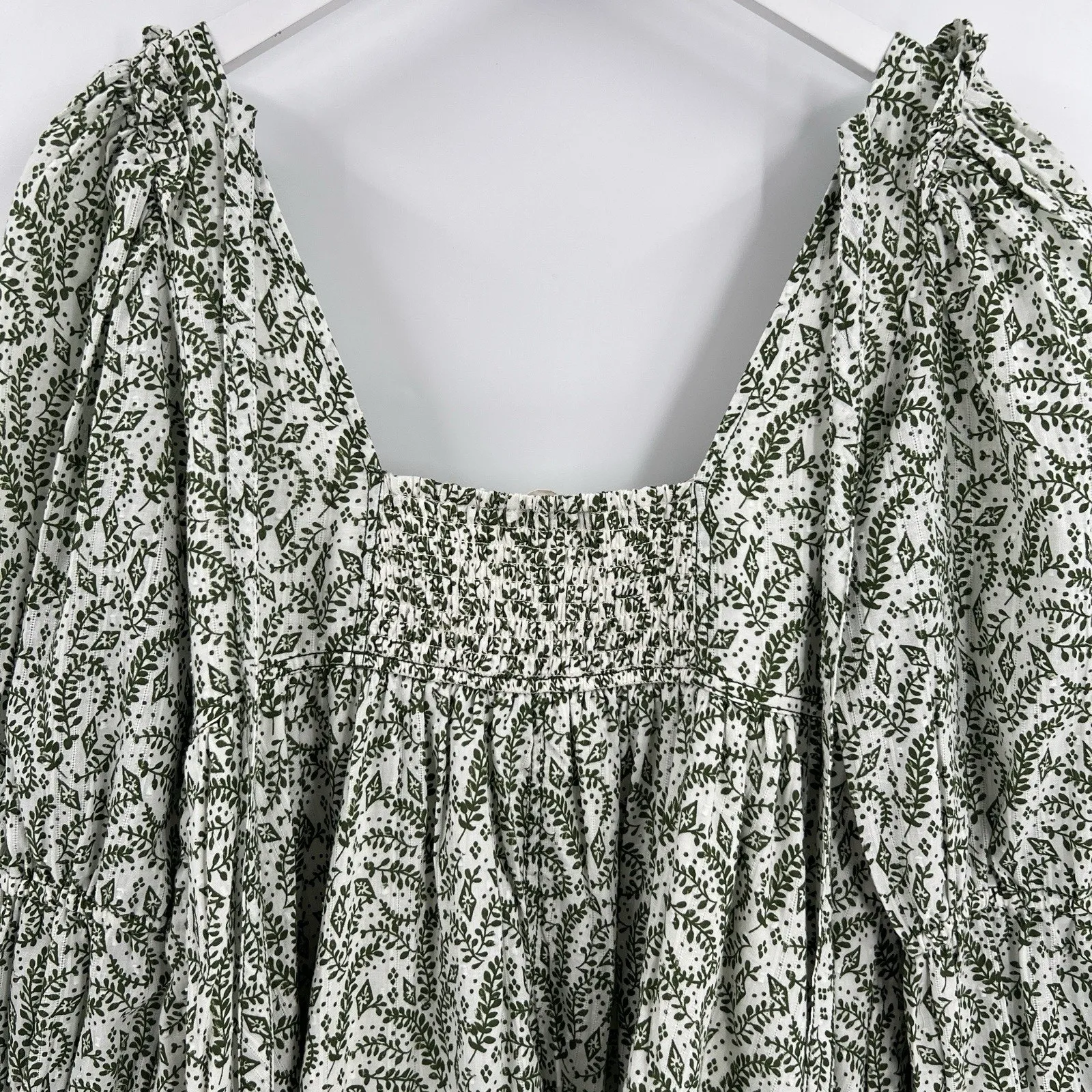 Anthropologie Pilcro Long Sleeve Babydoll Mini Dress Garden‎ Green Size Medium - Image 7