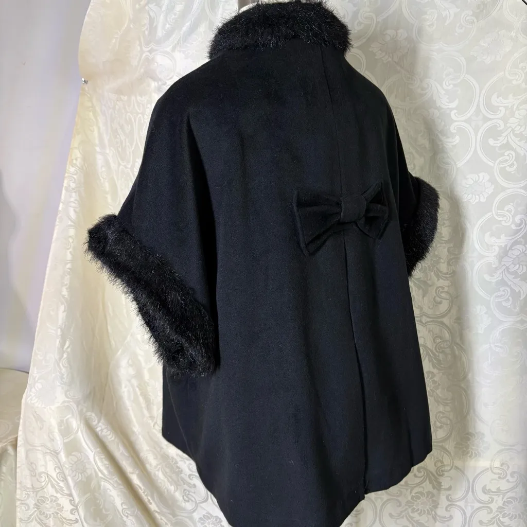 Halogen Black Fur-Trimmed Women's Poncho - Image 7