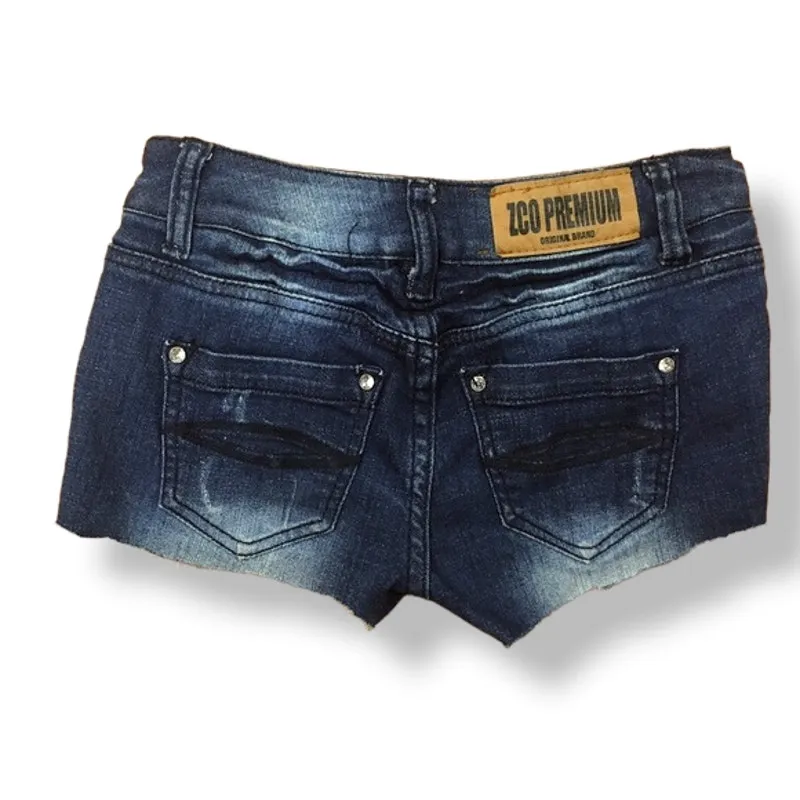 ZCO Womens Juniors Shorts Size 0 Premium‎ Denim Blue Jean Destroyed Shortie - Image 4