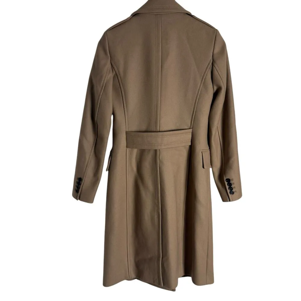 Reiss Camel Tan Wool l Double Breasted Long Coat Size 2 - Image 5