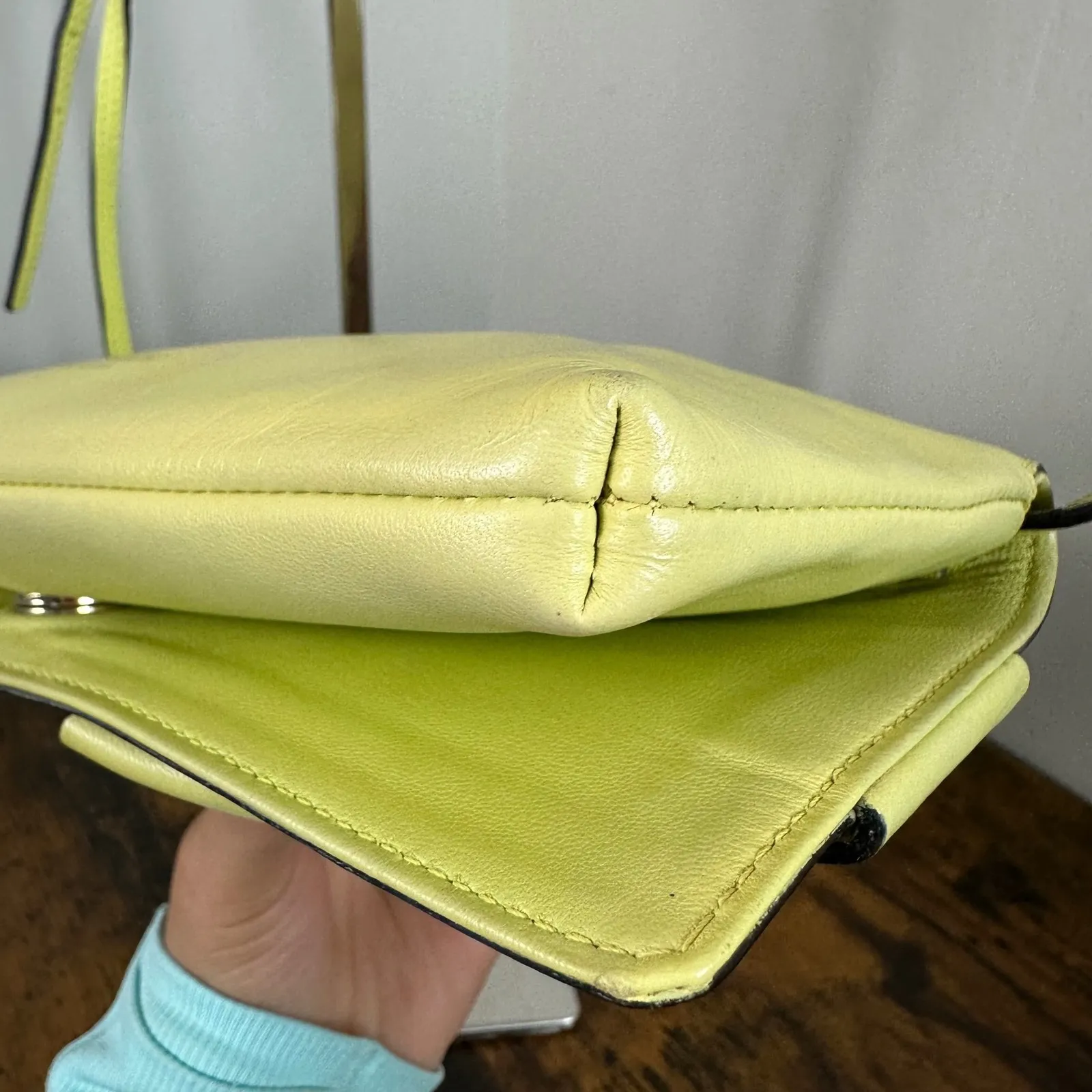 Valentino Garavani Bow Bag Clutch Shoulder Bag Light Yellow Leather - Image 12