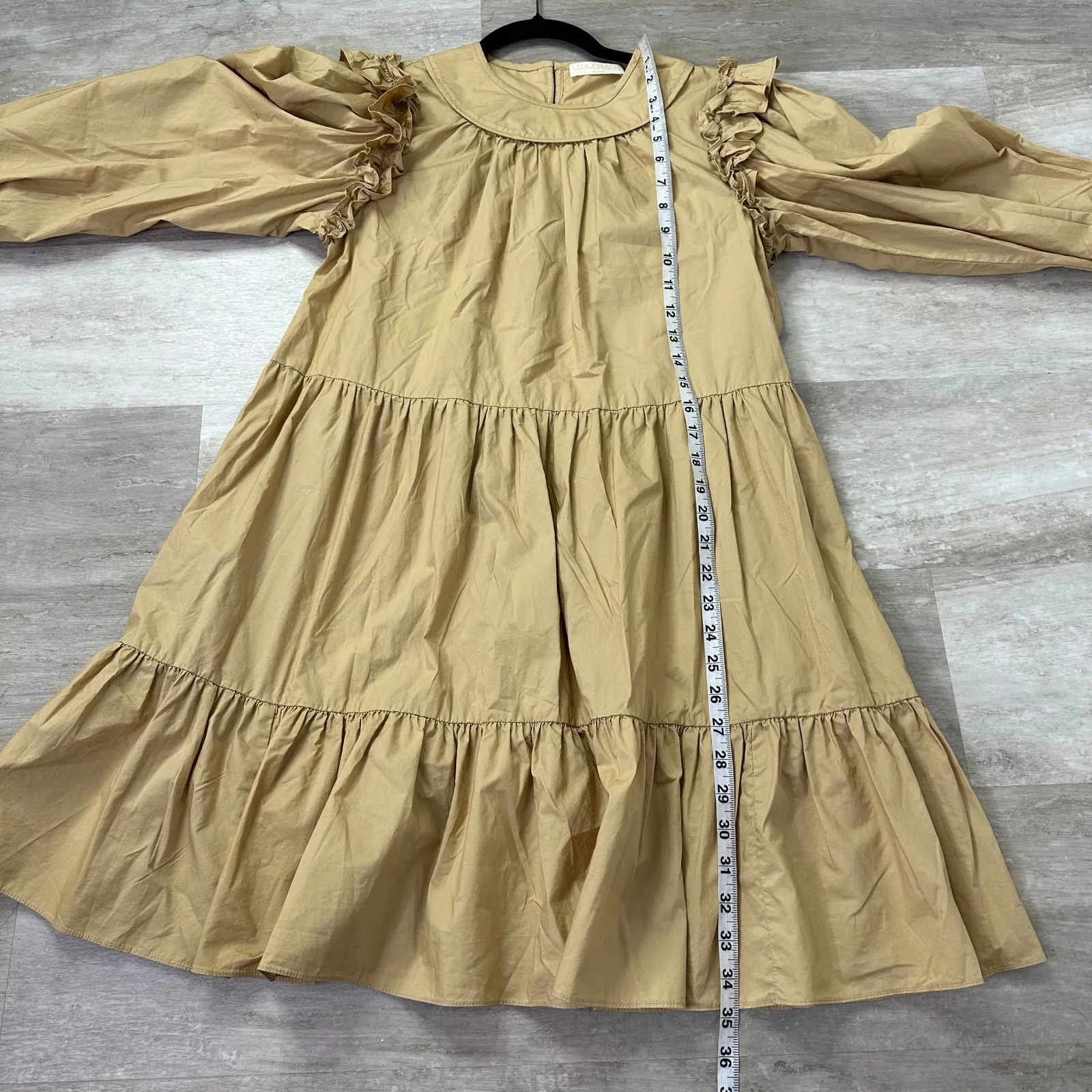 Ulla Johnson Rhea dress | Women's 6 | Khaki Tan | Long Sleeve A-Line Tiered - Image 9