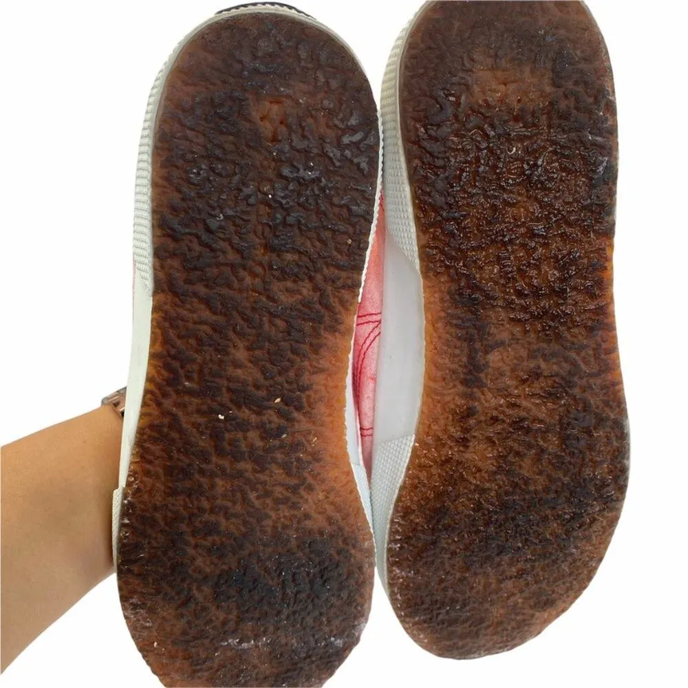 Superga Womens Cotu Sneakers Red Size 9.5 Canvas Contrast Color Bleached Lace Up - Image 12