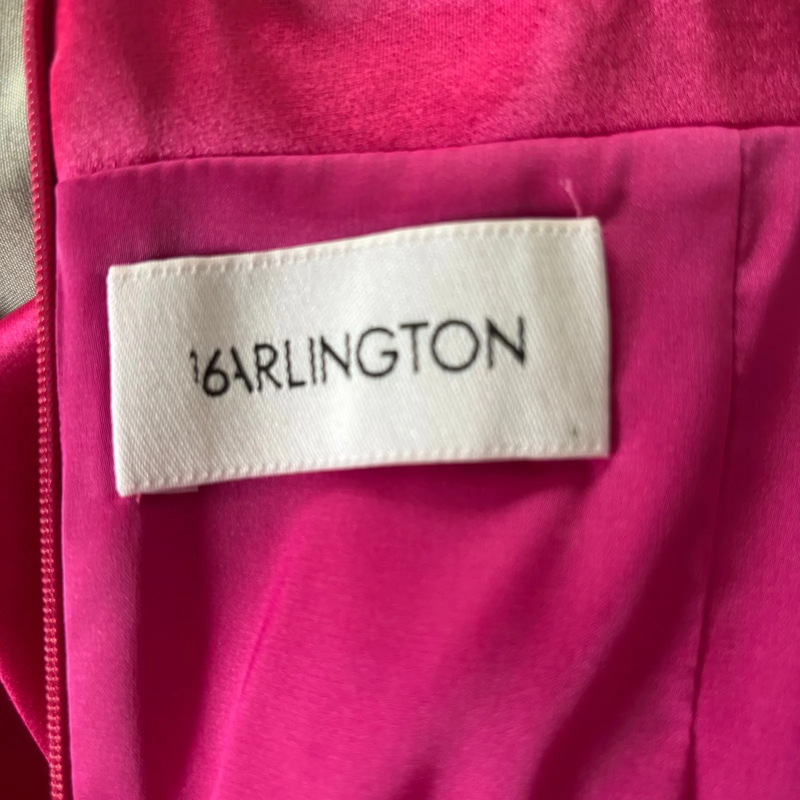 16Arlington Himawari Dress Strapless Feather Trimmed Knot Satin Pink Midi Size 2 - Image 11