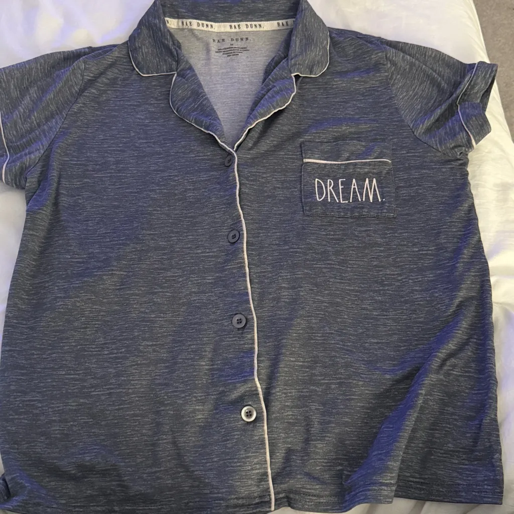 Rae Dunn Dream Women’s Gray 2 Piece Pjs Pajama Set Short Sleeve Size M - Image 3