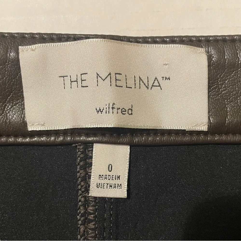 Wilfred Aritzia The Melina Brown Faux Vegan Leather Straight Leg Pants Size 0 - Image 5