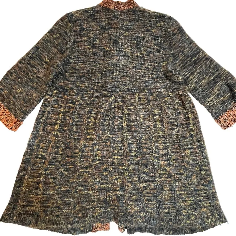 VTG Chunky Knit Cardigan Long Layering Sweater Lagenlook Earthy Boho SZ XL Brown - Image 3