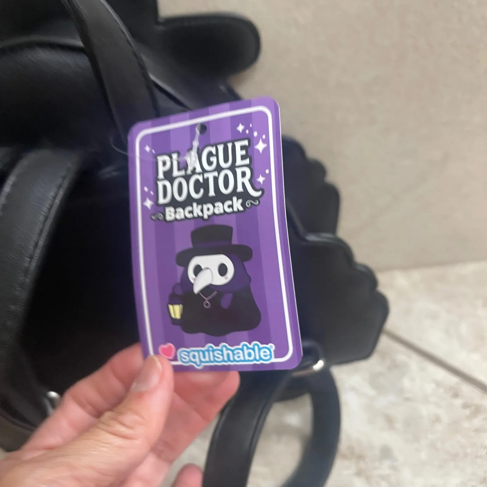 NEW Squishable PLAGUE DOCTOR Backpack Black Polyurethane Bag NWT RARE! - Image 7