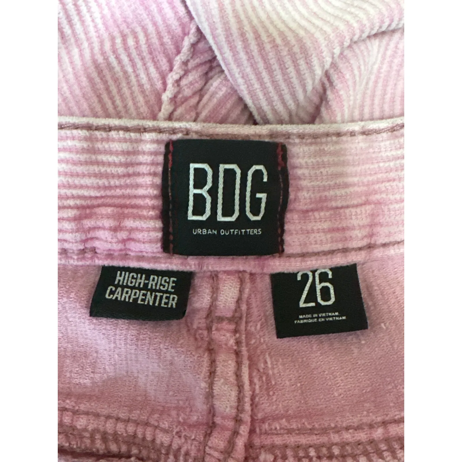 Urban Outfitters BDG Women's Pink Corduroy Raw Hem Cut Off Carpenter Shorts 26 - Image 4