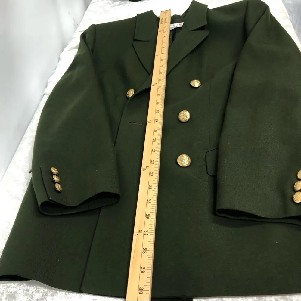 Talbots military green wool jacket blazer short suit set top size 8 shorts sz 10 - Image 4