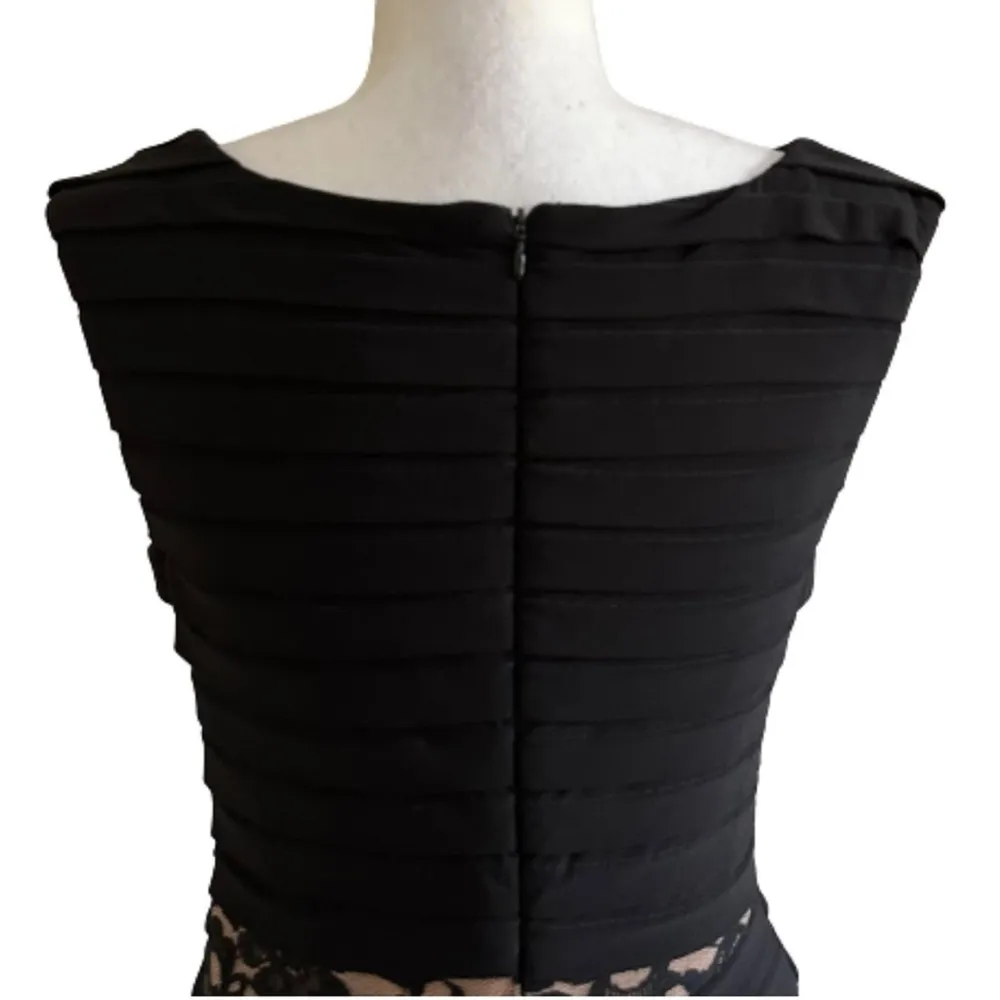 Adrianna Papell Black Tan Lace Tiered Sleeveless Cocktail Dress Size 4 - Image 6