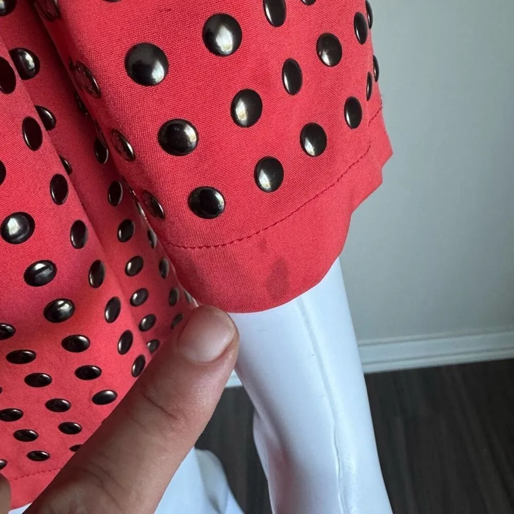 Y2K Studded Slinky Open Front Cardigan Orange Size M - Image 5