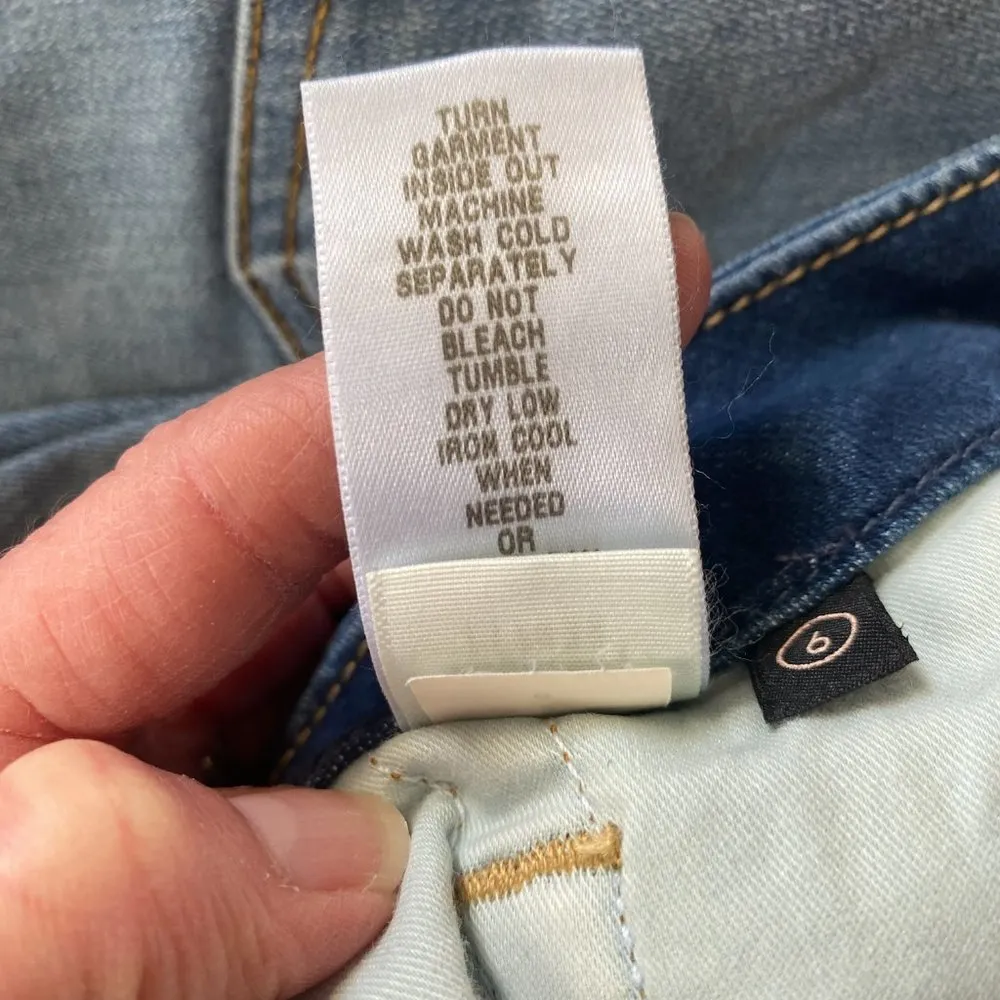 Jen 7 size 6 light wash blue petite slim boyfriend cuffed cropped denim jeans - Image 11