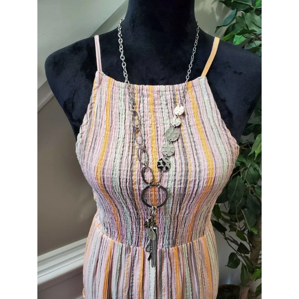 Sim & Sam Women's Multicolor 100% Cotton Strappy Casual Knee Length Dress Medium - Image 2