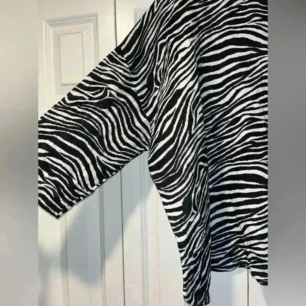 JNY New York Zebra Print Oversized Tunic Top Animal‎ Pattern Statement Piece A10 - Image 5