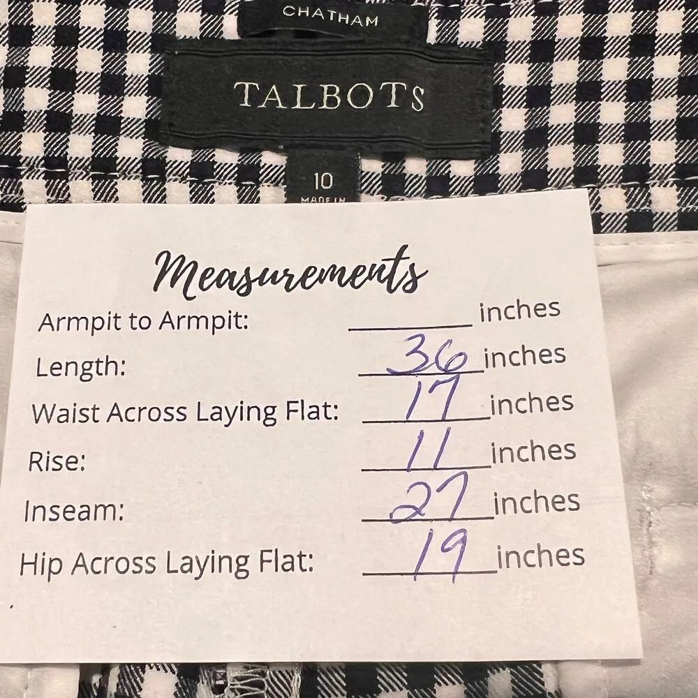 Talbots Chatham Gingham Check Pants Size 10 Ankle Cropped Tapered Stretch - Image 3
