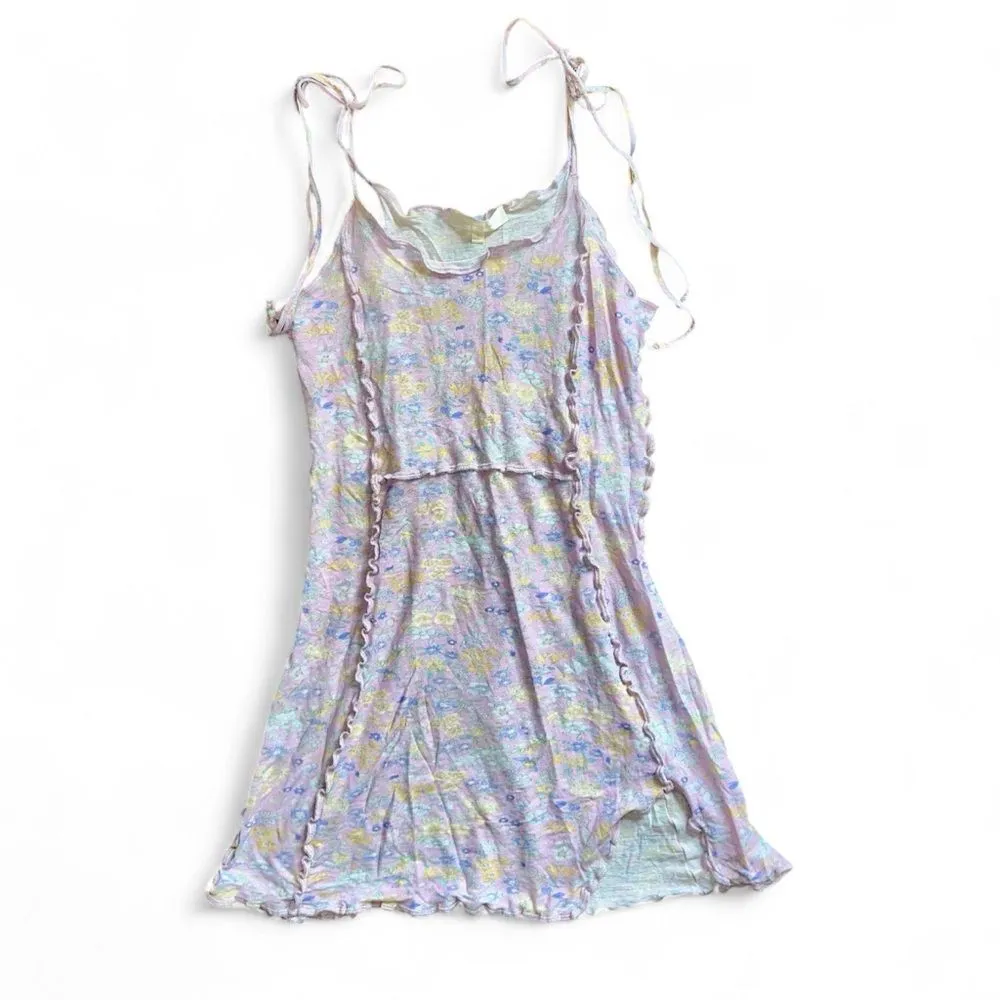 LoveShackFancy Floral Fletcher Mini Dress Misty Lilac Size M - Image 2