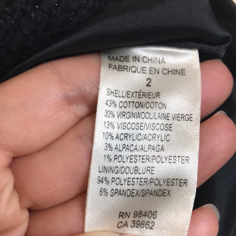 Theory Women’s Virgin Wool Alpaca Tweed Knit Black Metallic Silver Pencil Skirt - Image 10