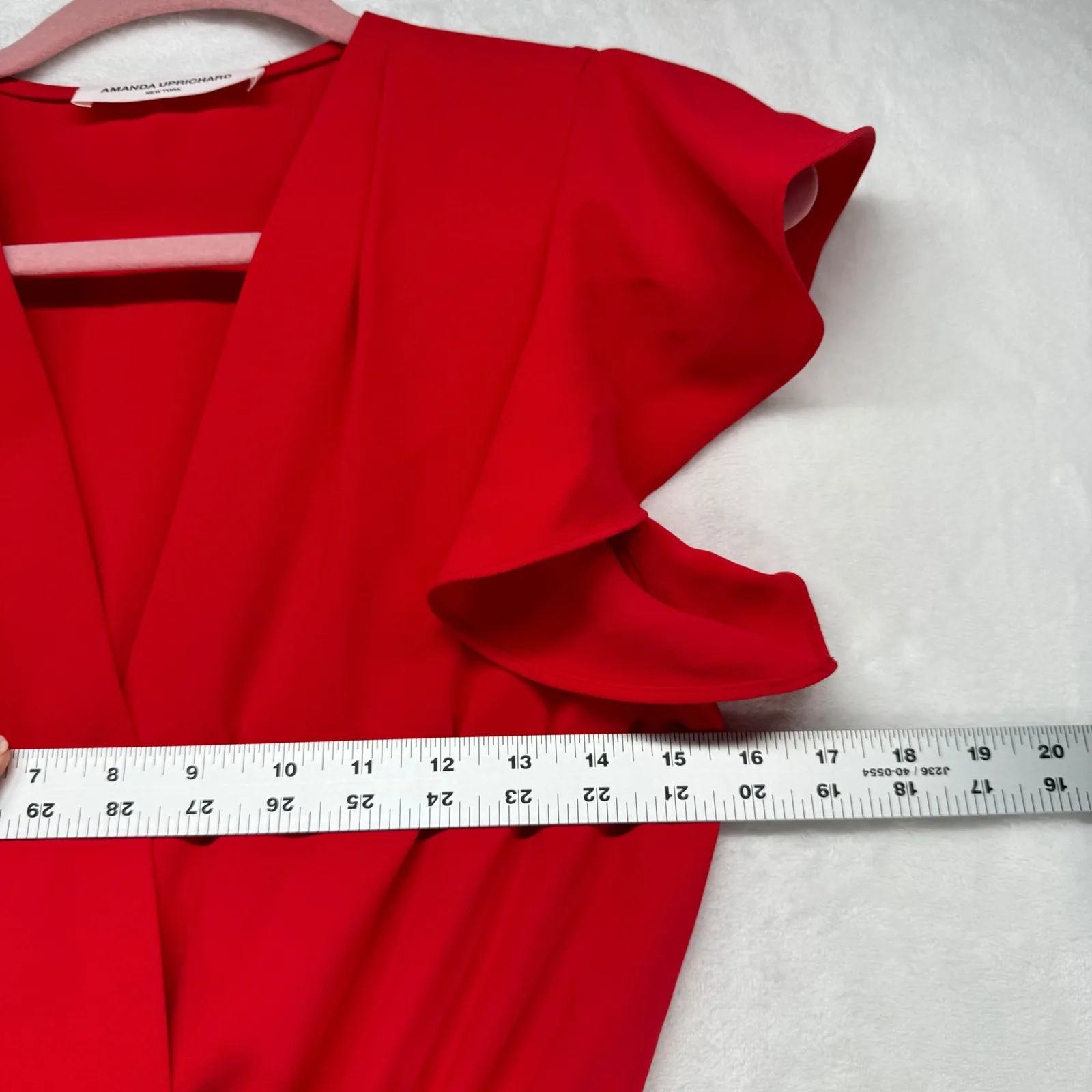Amanda Uprichard Maxi Dress Ruffle Sleeve Wrap Red Dress‎ Party Cocktail Size P - Image 3