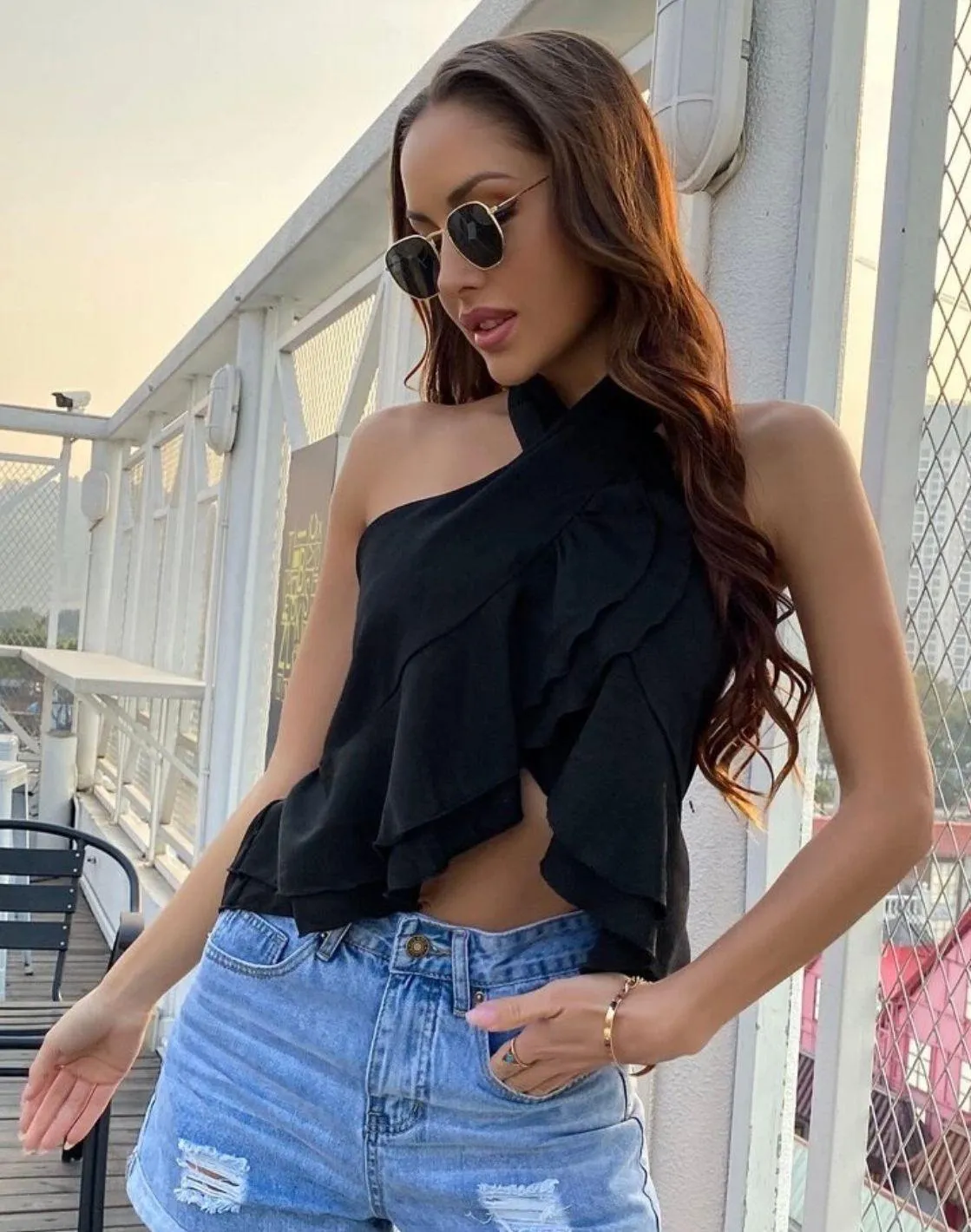 Black Tie Halter Top - Image 2