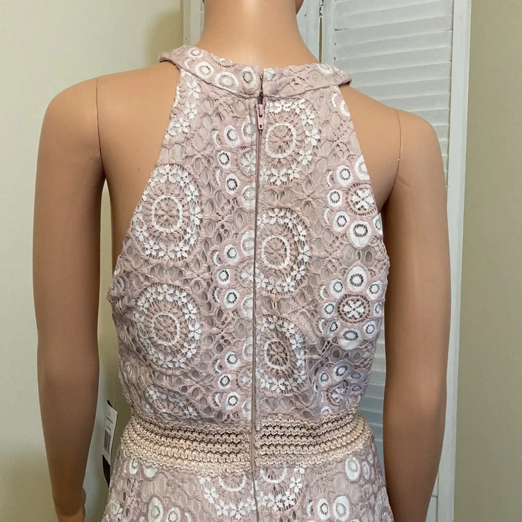 City Triangles Juniors size 15 blush Pink & Ivory lace halter dress Formal NWT - Image 11