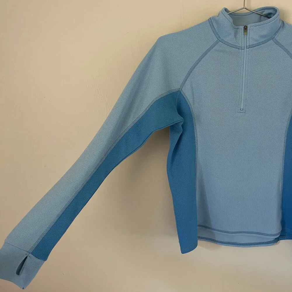 LL Bean 1/2 Zip Pullover Sweatshirt Blue with Thumb Holes Size M - Image 3