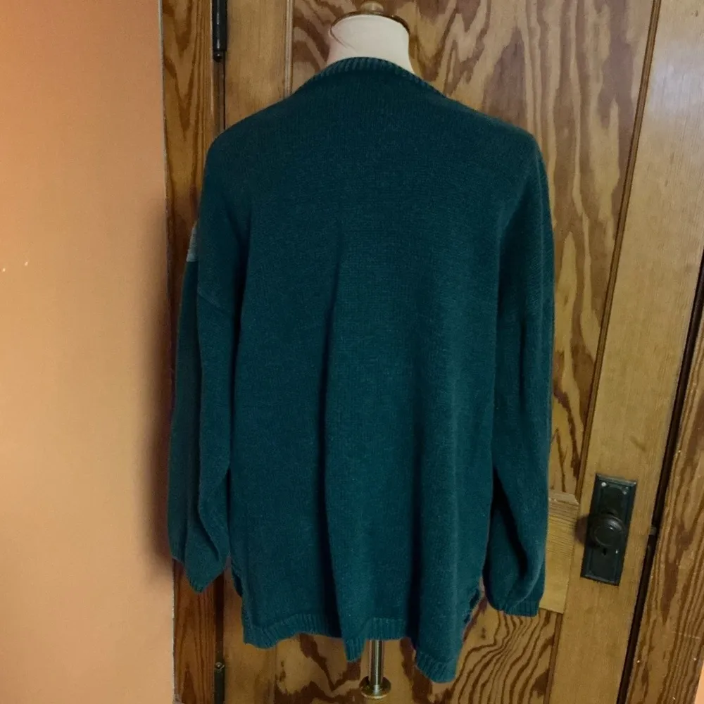 Vtg 80s Paris Sport Club Argyle cardigan sweater Green Size L - Image 5