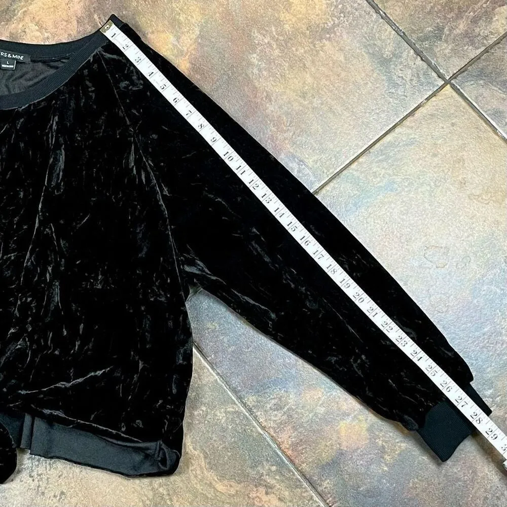 Hers & Mine Black Velvet Tie Bottom Sweatshirt Large - Image 4