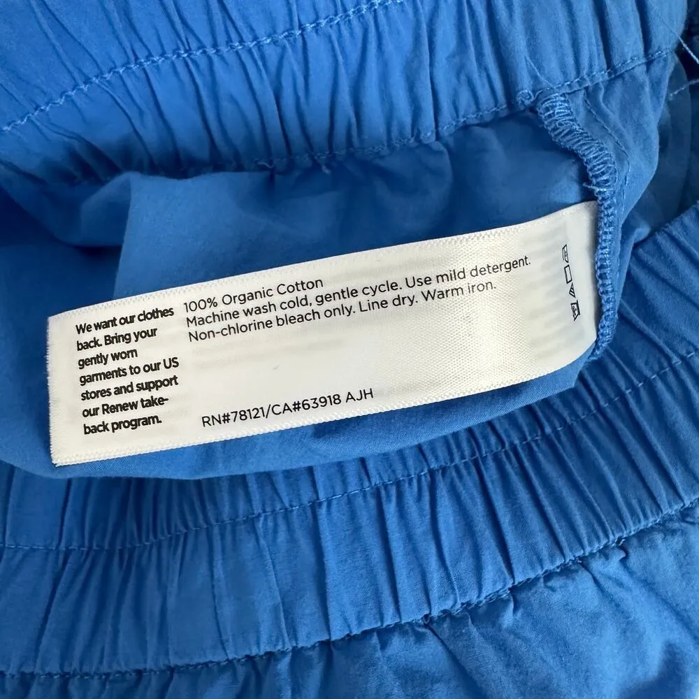 Eileen Fisher Wide Leg Pants Washed Poplin Organic Cotton Cropped Blue Large NWT - Image 9