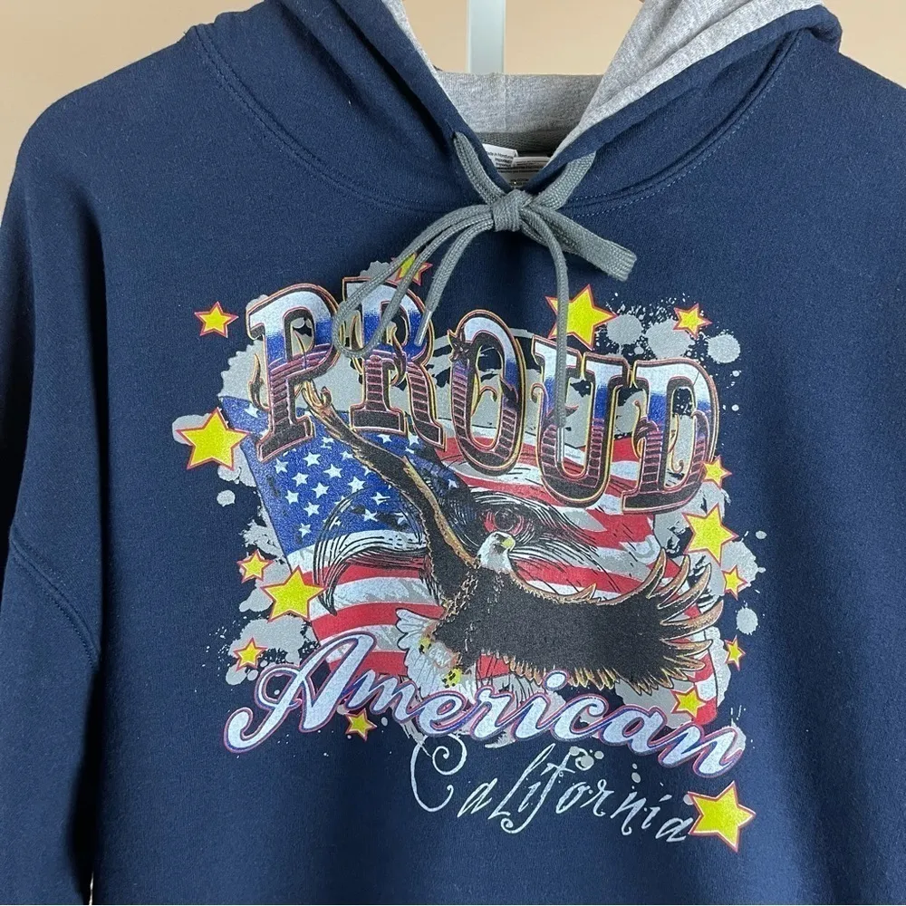 Gildan Heavy Blend Womens Large Proud American California Eagle Flag Hoodie - Image 3