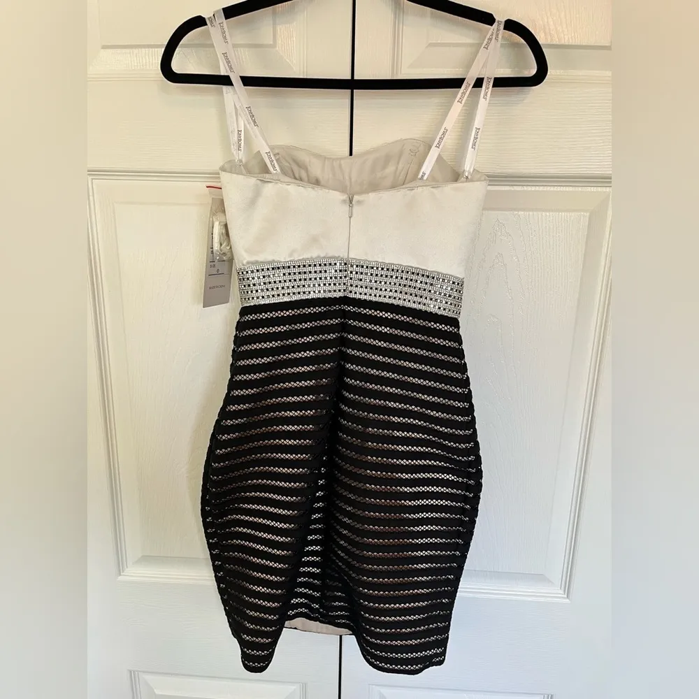 NWT Tony Bowls Black and Ivory Cocktail Dress Size 0 - Image 4