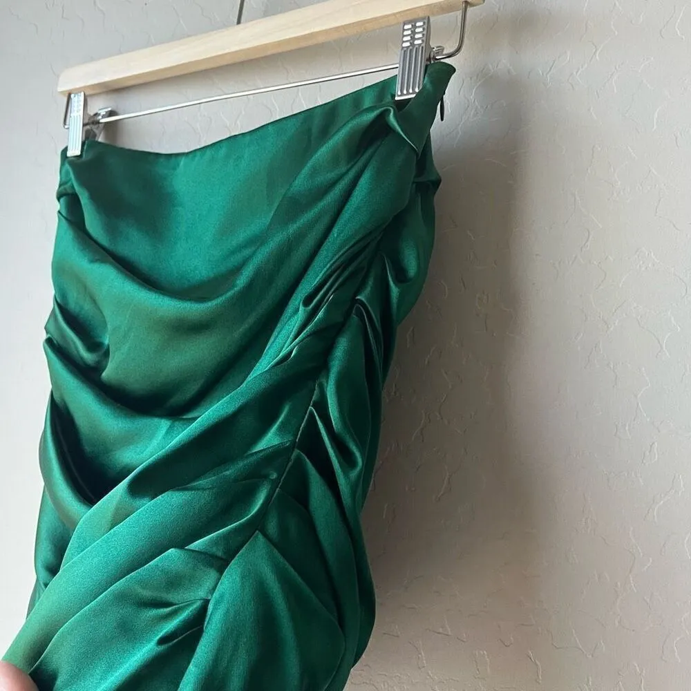 The Sei Emerald‎ Green Silk Ruched Mini Skirt Size 4 - Image 5