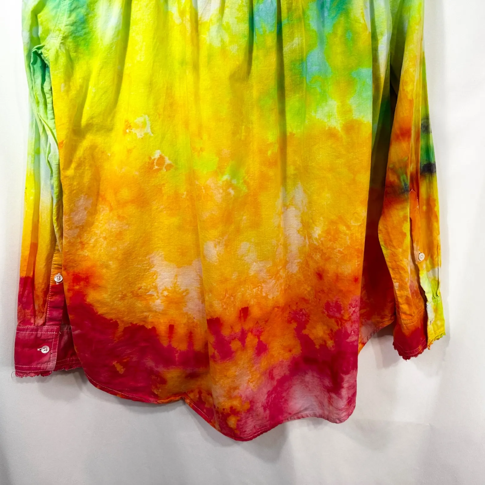 Sundance Medium Top Handmade Tie Dye Long Sleeve Button Up Rainbow Festival 347 - Image 10