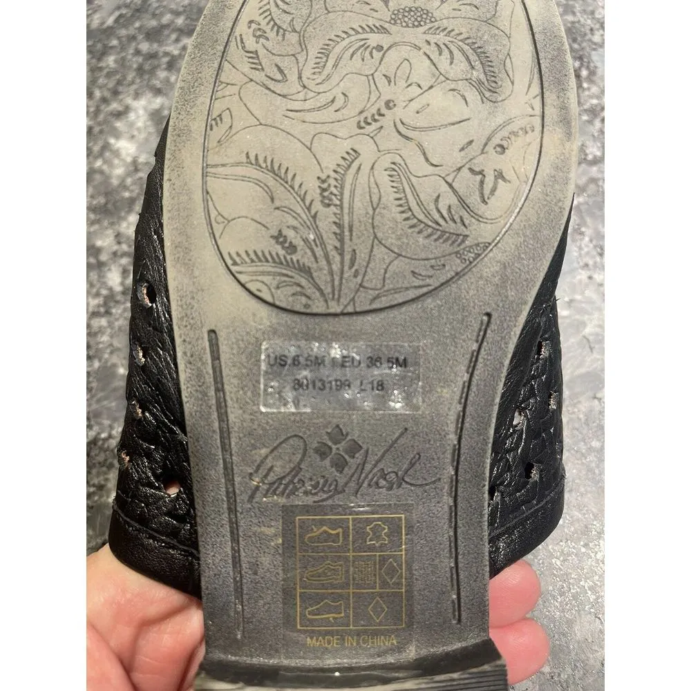 Patricia Nash Flavia Black Perforated Leather Slide‎ Mule Shoes - Size 6.5 - Image 6