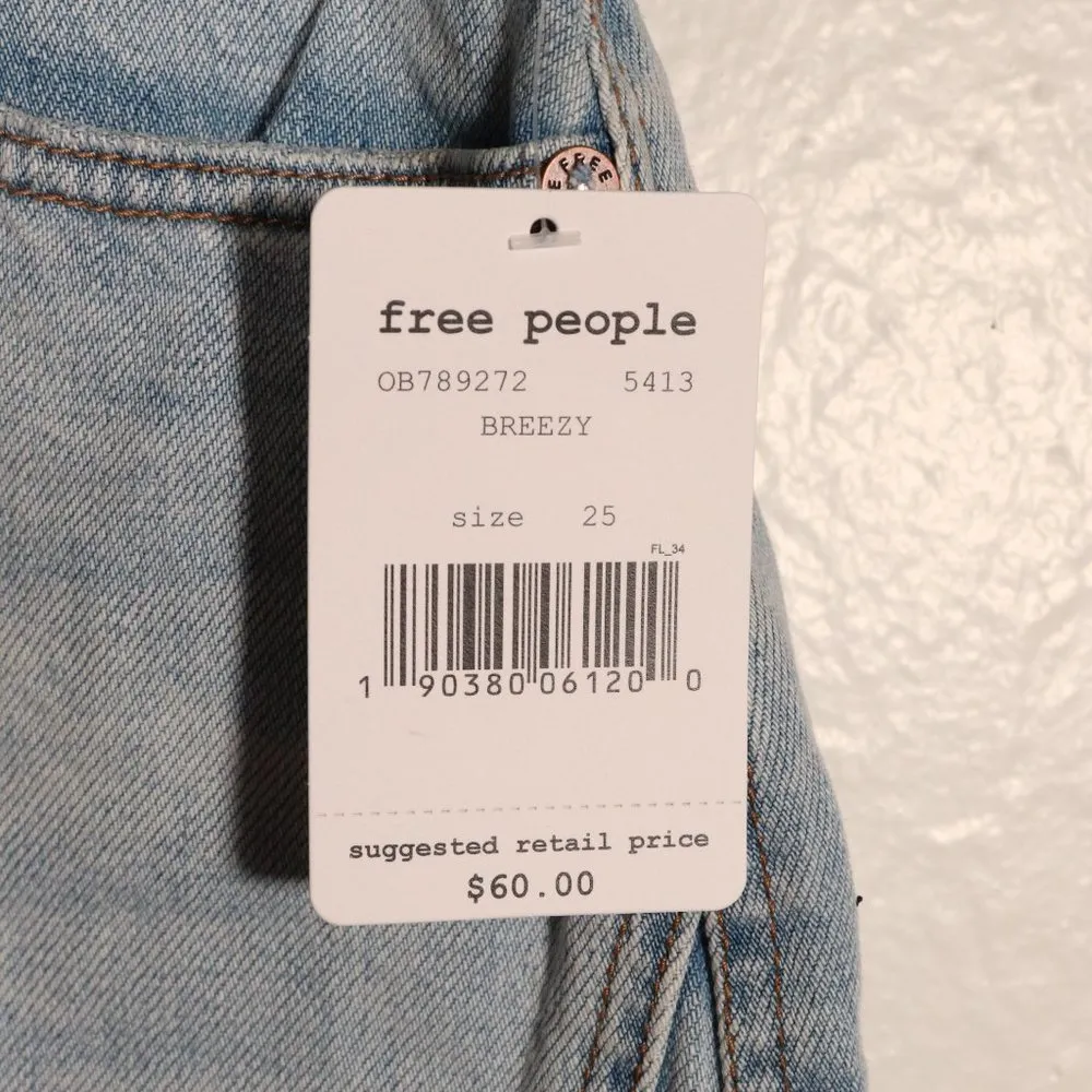 Free People NWT  Distressed Light Denim Skirt - Image 10