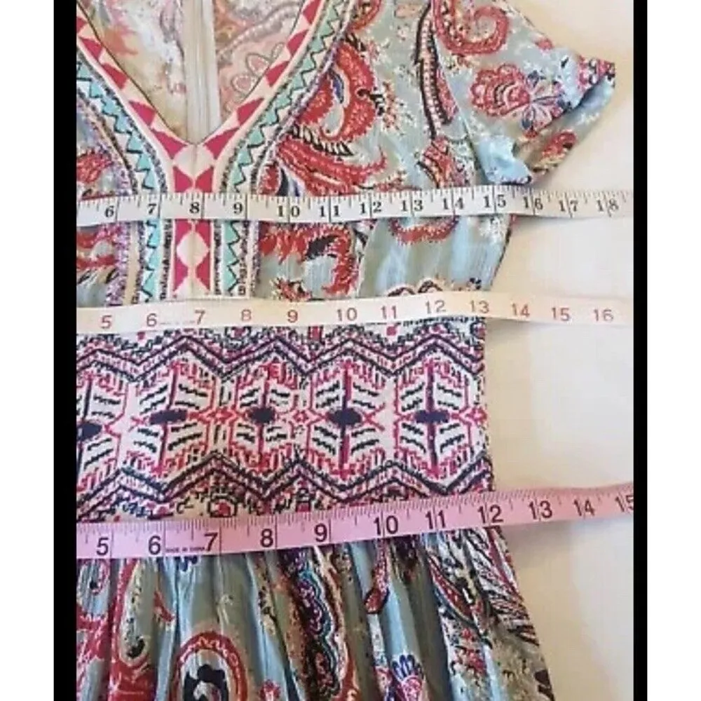Anthropologie Aldo Martins Dress XS Paisley Maxi Festival Boho chic indie Retro - Image 14
