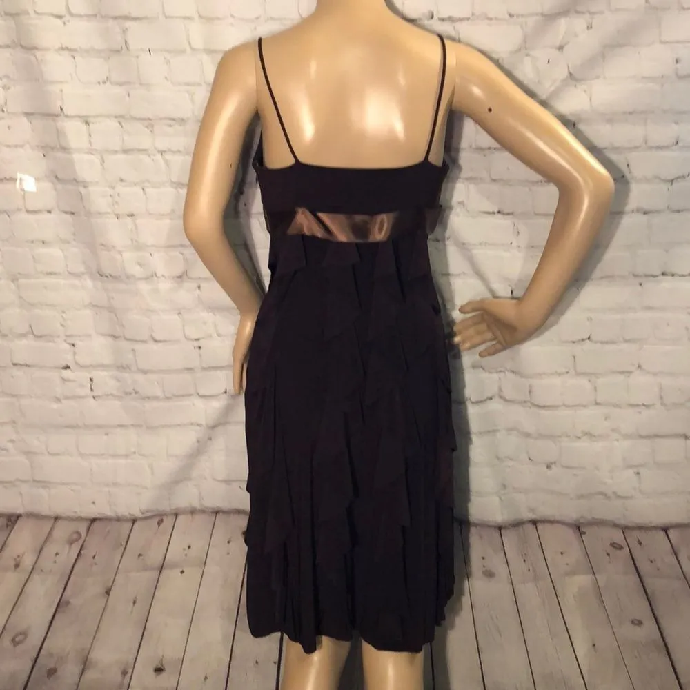 Vintage Cache Ruffled Hem Empire Waist Dress Spaghetti Straps Ribbon Belt Size 2 - Image 7