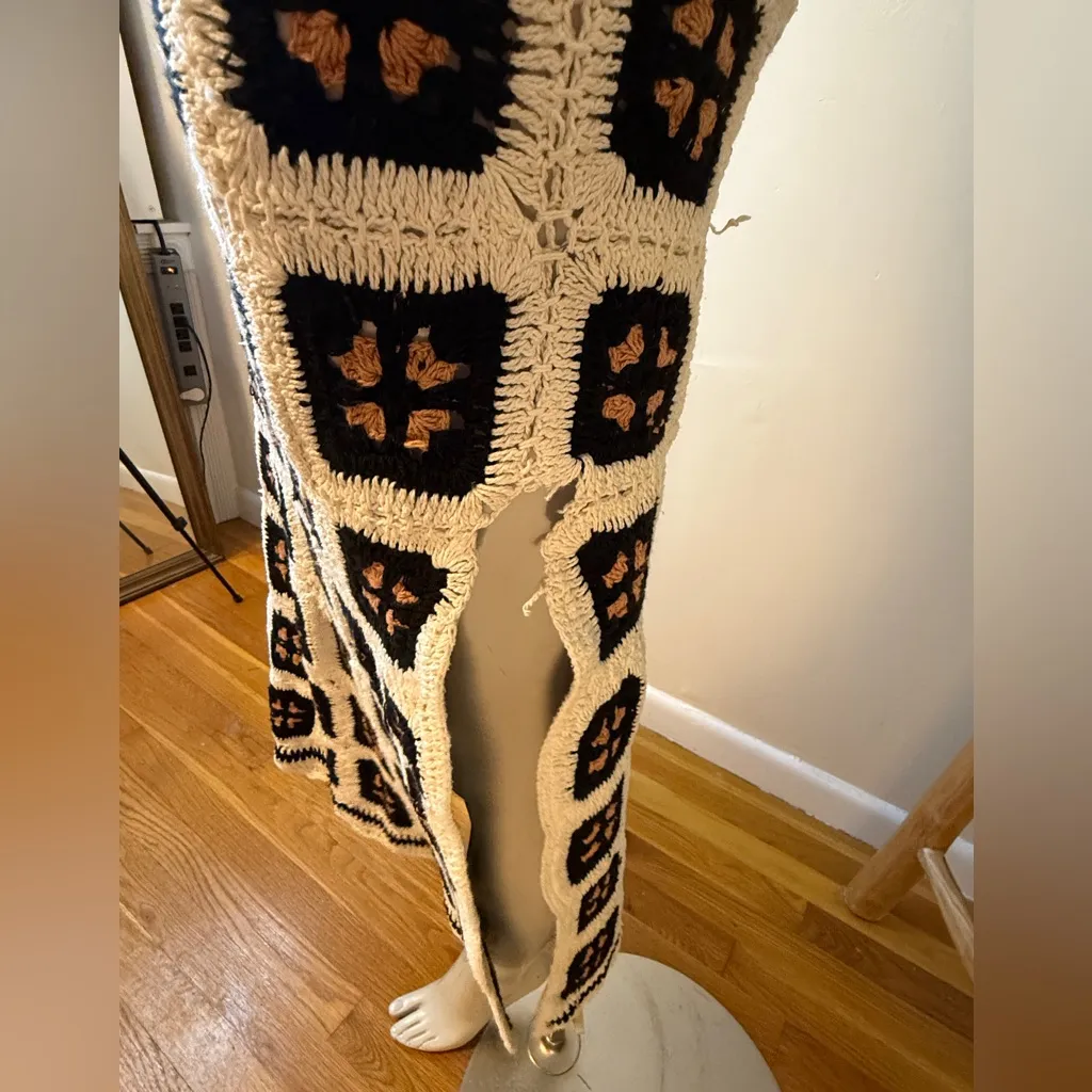 Muche & Muchette Julie Crochet Maxi Dress One Size Criss Cross Back NWT White - Image 3