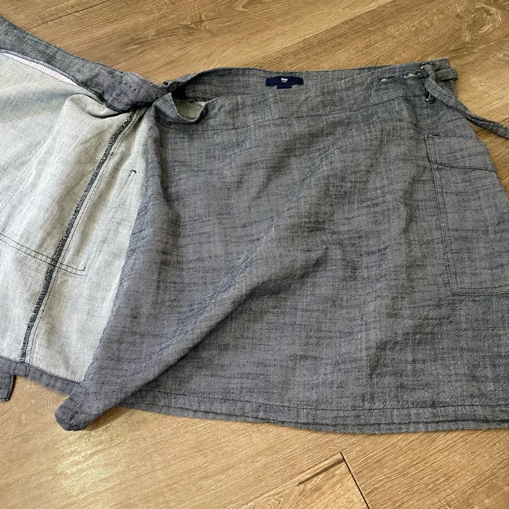 Gap True Wrap Skirt Indigo Blue Cotton Straight Short Pockets ~ Women’s Size M - Image 5