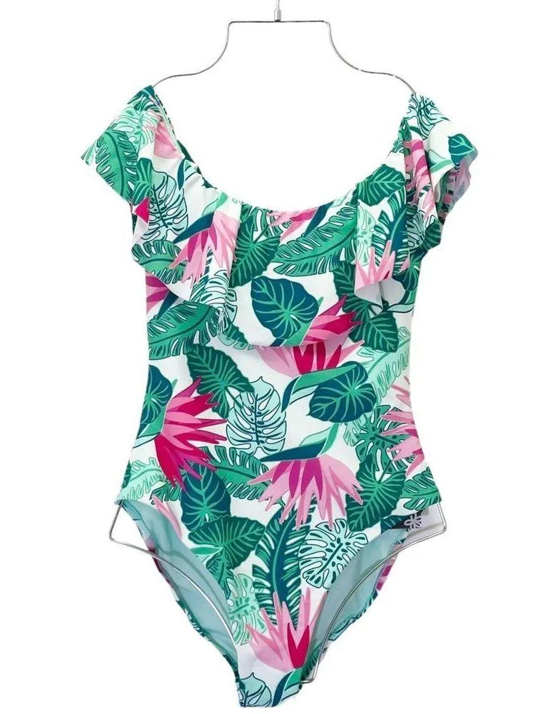 NWT Matilda Jane Palm Tree Paradise One-Piece Ruffle Swimsuit Women’s Size Small - Image 5