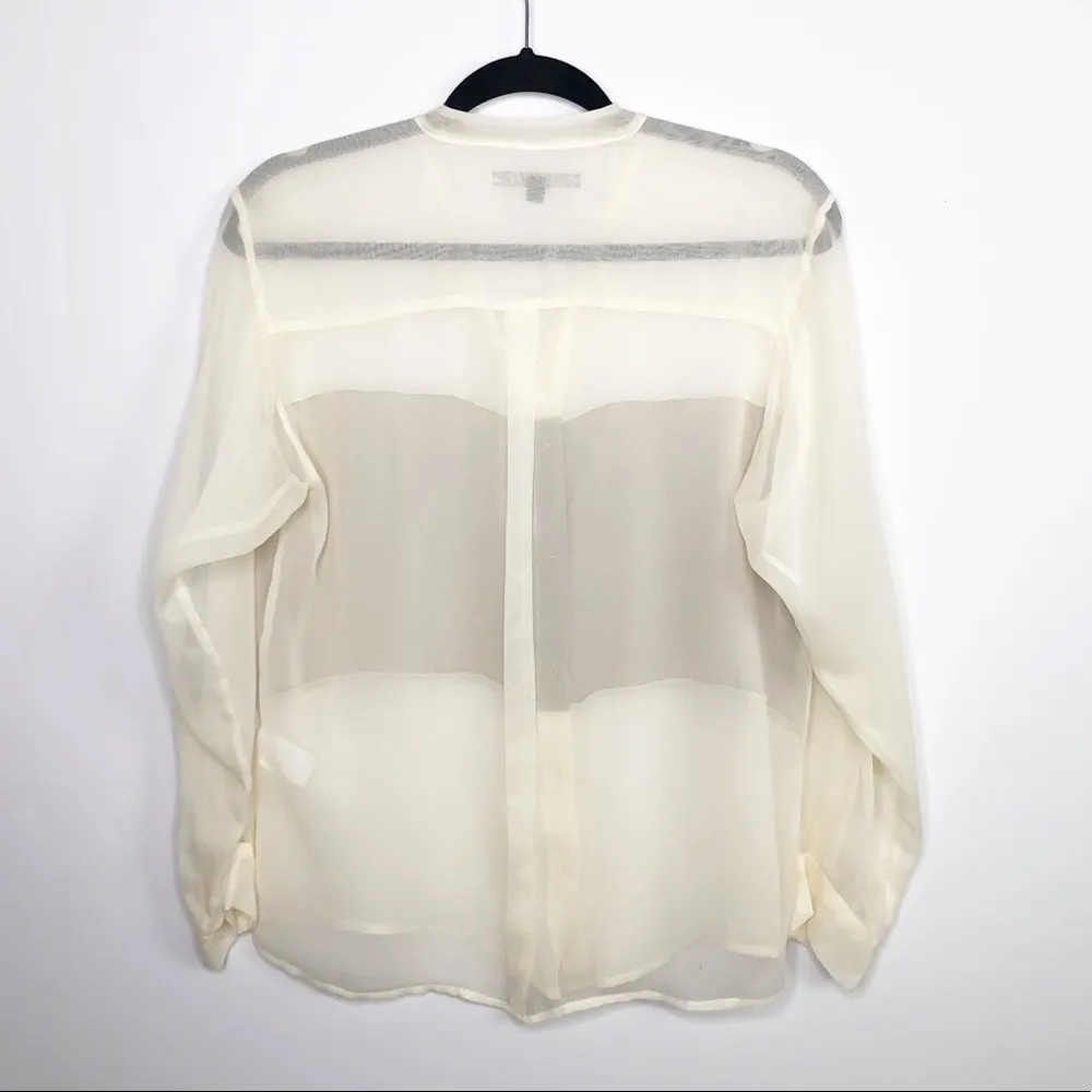 NAVEN sheer button down color block silk blouse - Image 7